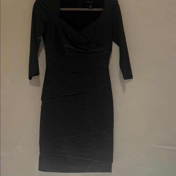 White House Black Market Charcoal Long Sleeve Dress - Picture 2 of 11